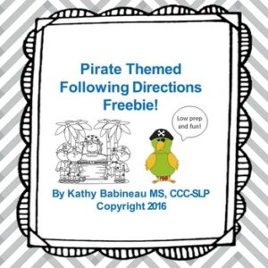 Pirate Themed following directions freebie activity cover